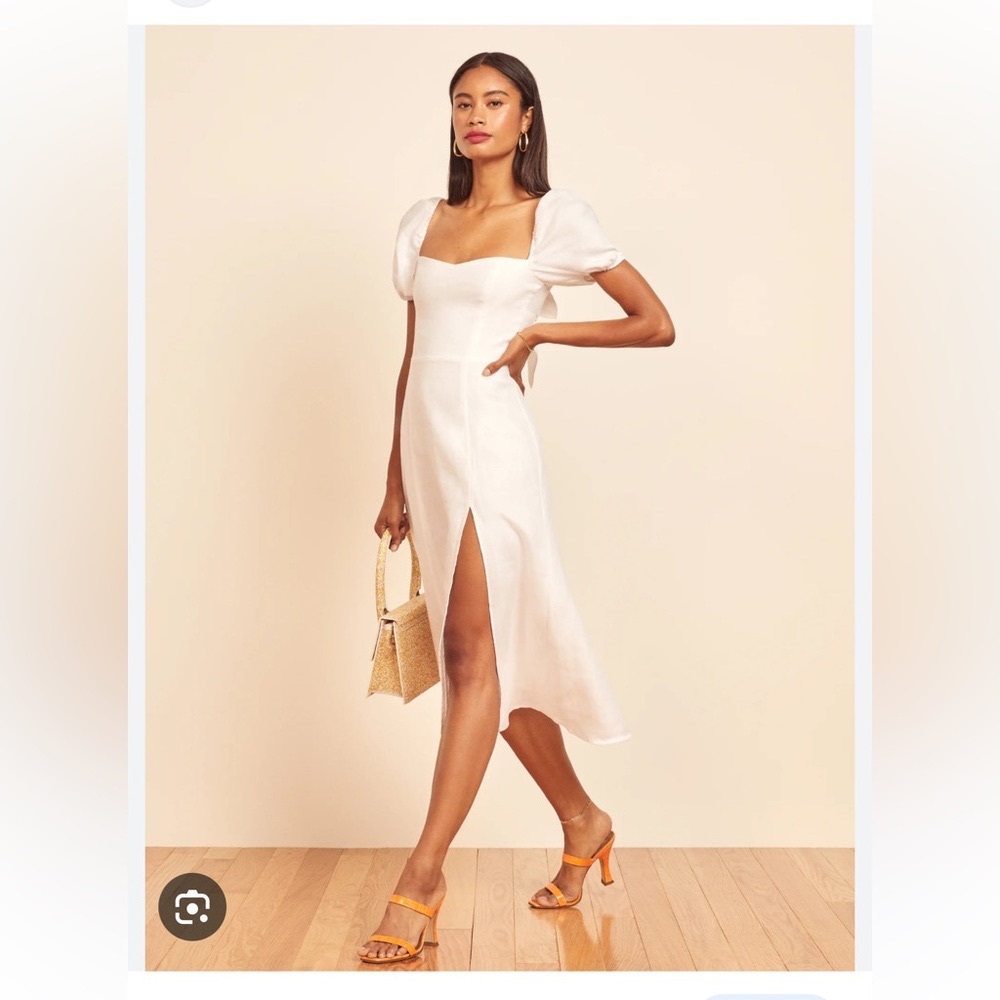 White linen reformation maxi dress. Worn once
